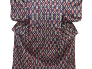 アンティーク　木綿抽象模様単衣着物